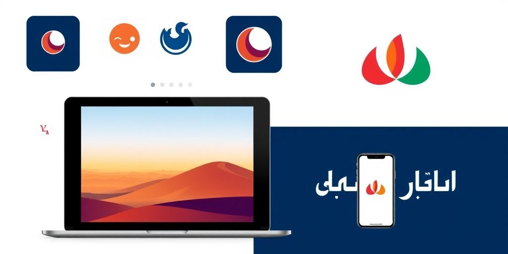 A polished visual asset library with AI-enhanced images, icons, and typography ready for social media, showing a cohesive color system and responsive mockups across devices, all presented in a clean, modern Persian branding style.